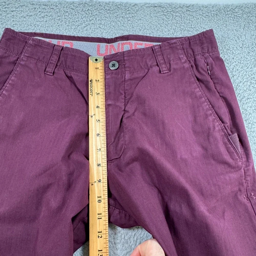 Under Armour Mens 34x31 Maroon Herringbone Chino Pants Straight Leg Stretch Golf